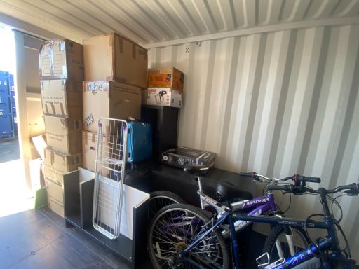 bikes and boxes in a storage unit