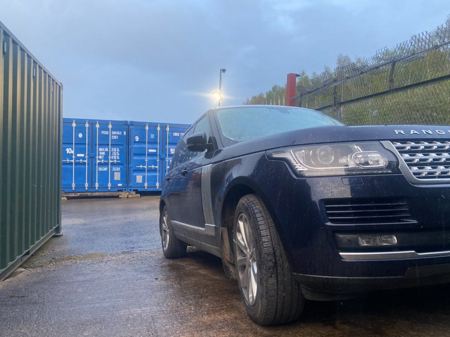 range rover parked on a self storage site