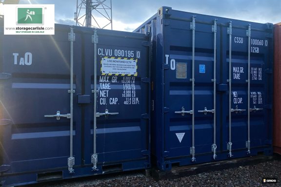 two different size shipping containers for self storage