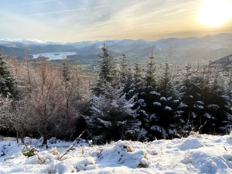 dodd view keswick with snow on ground and trees