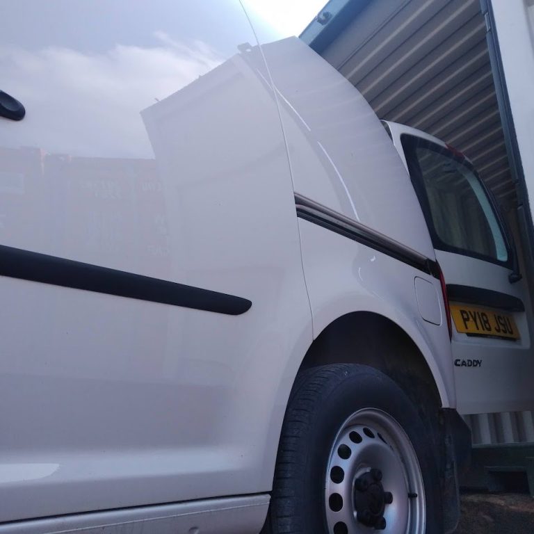 van at a storage unit