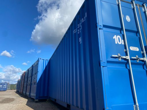 row of storage shipping containers 20foot