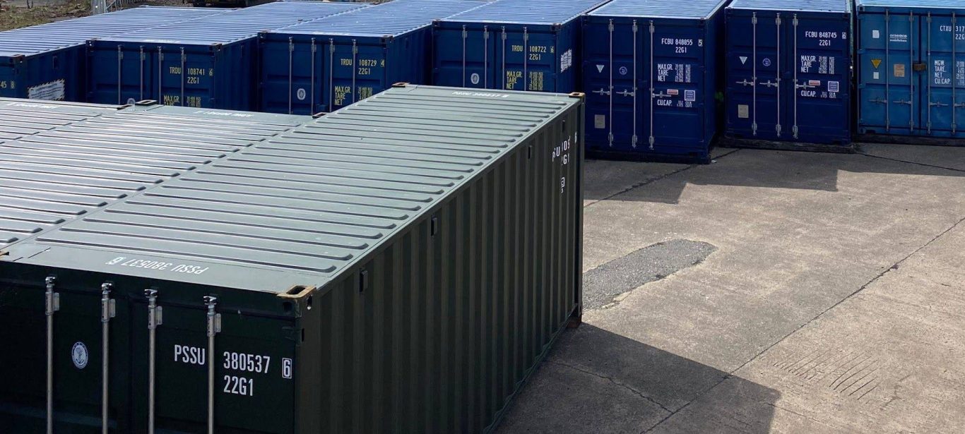 overhead view of shipping containers