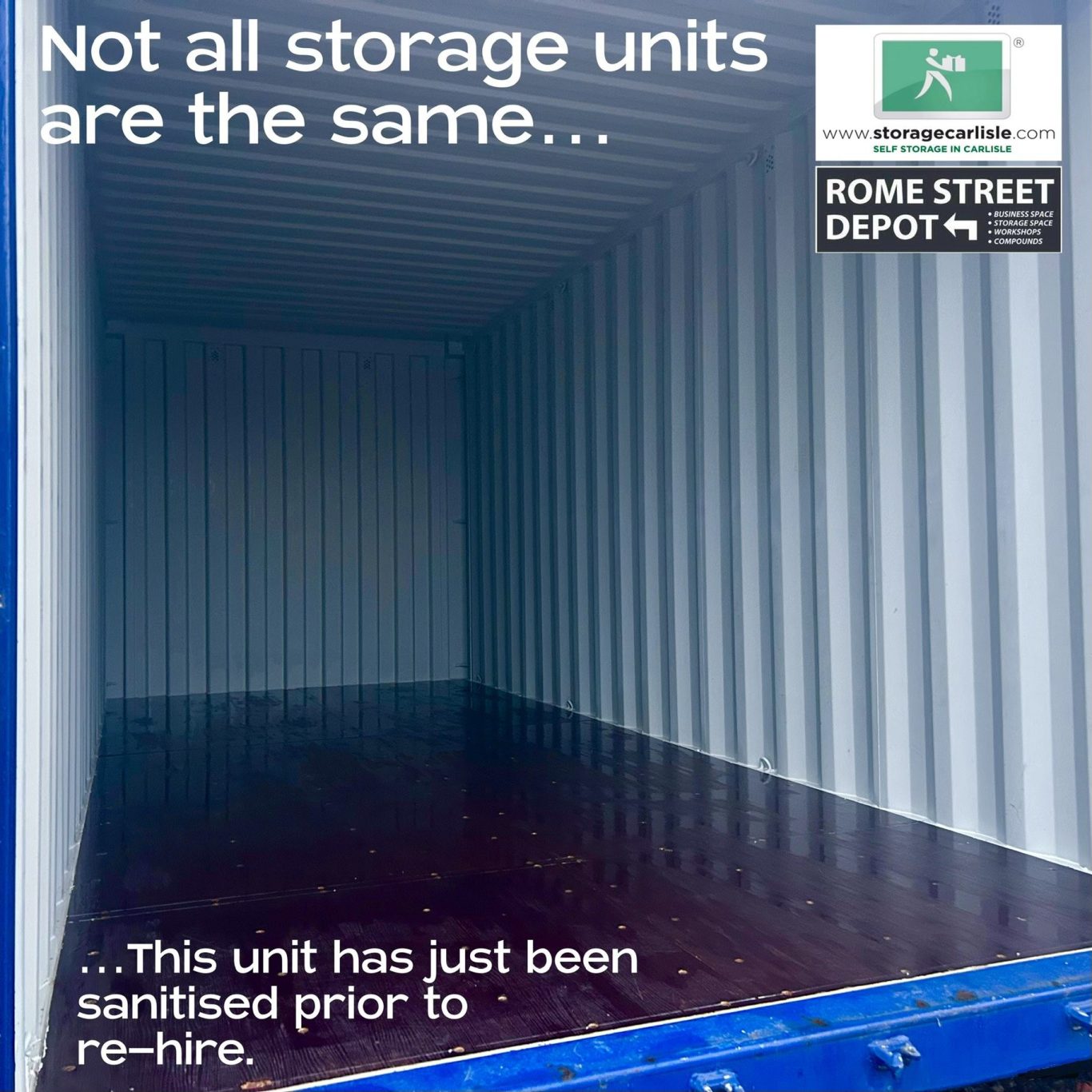 A sanitised storage unit