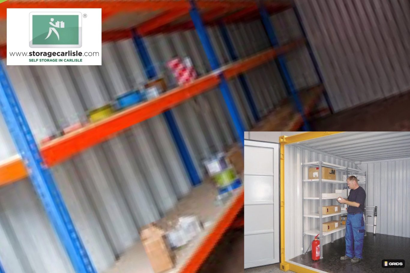racking inside a self storage shipping container unit