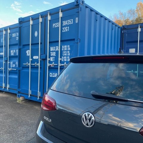 shipping containers in a row intended for self storage purposes