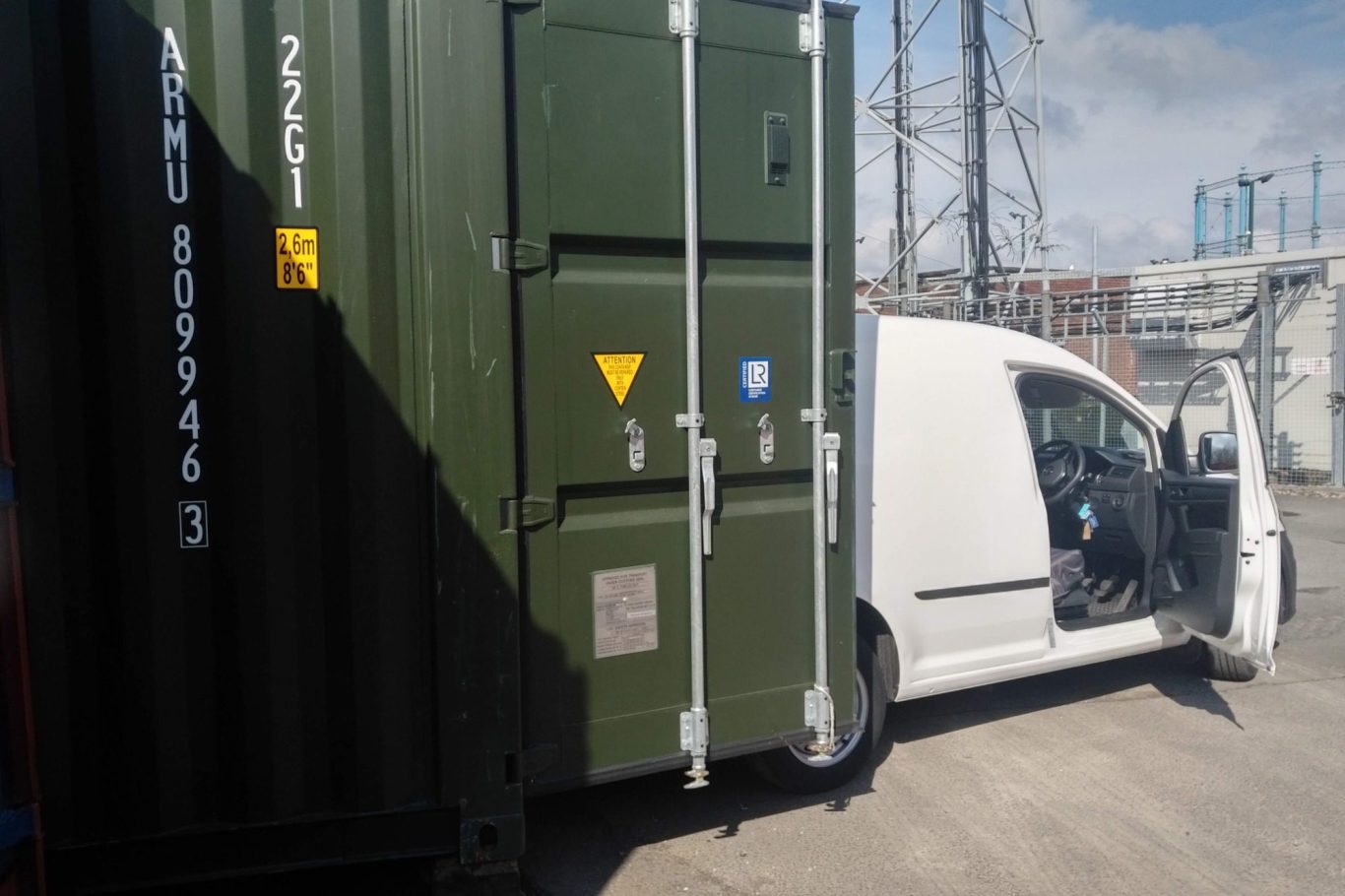 a van unloading at a storage facility