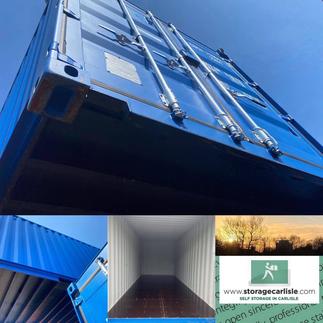 montage of shipping container storage units