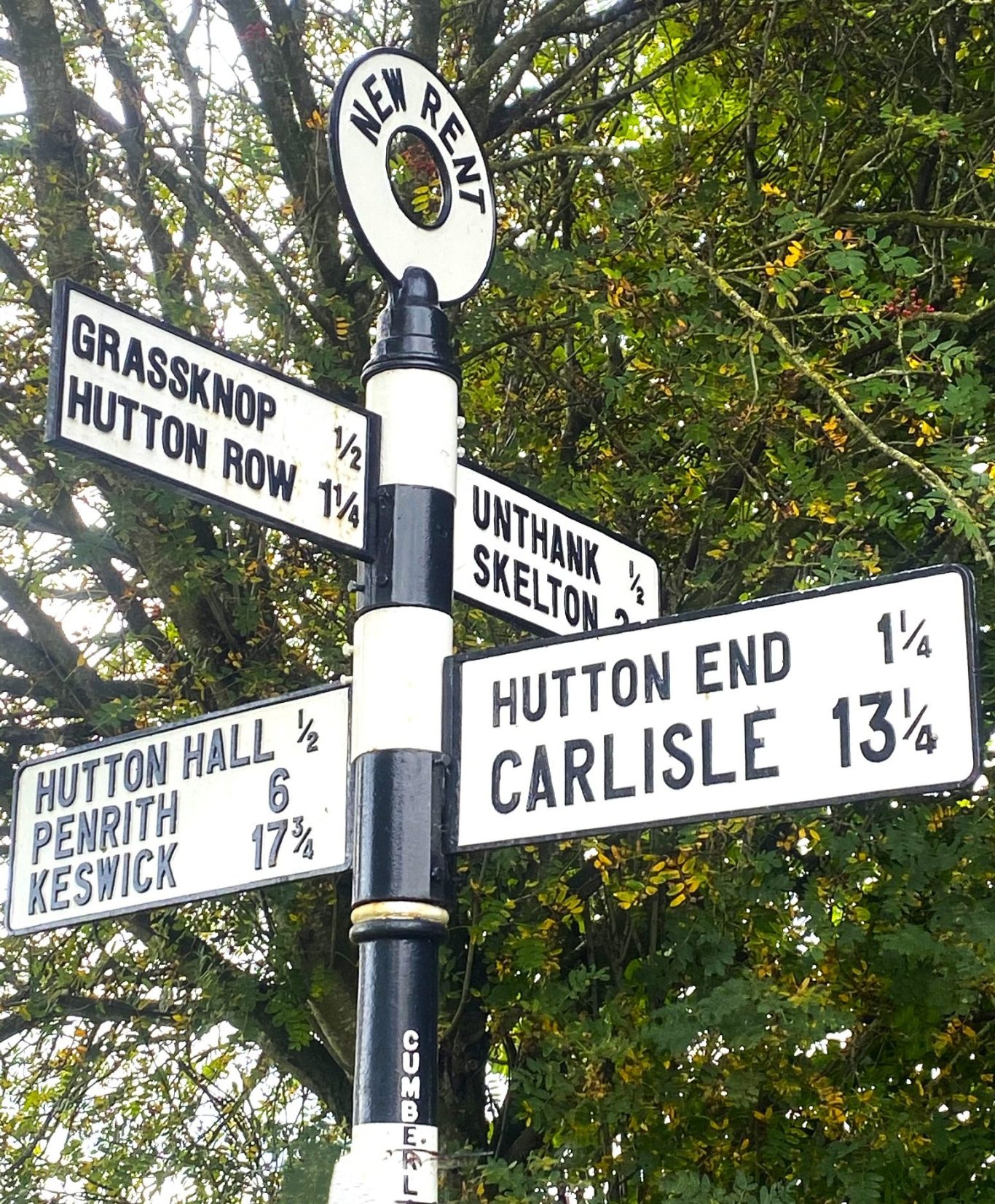 a road sign in Cumbria leading to Carlisle