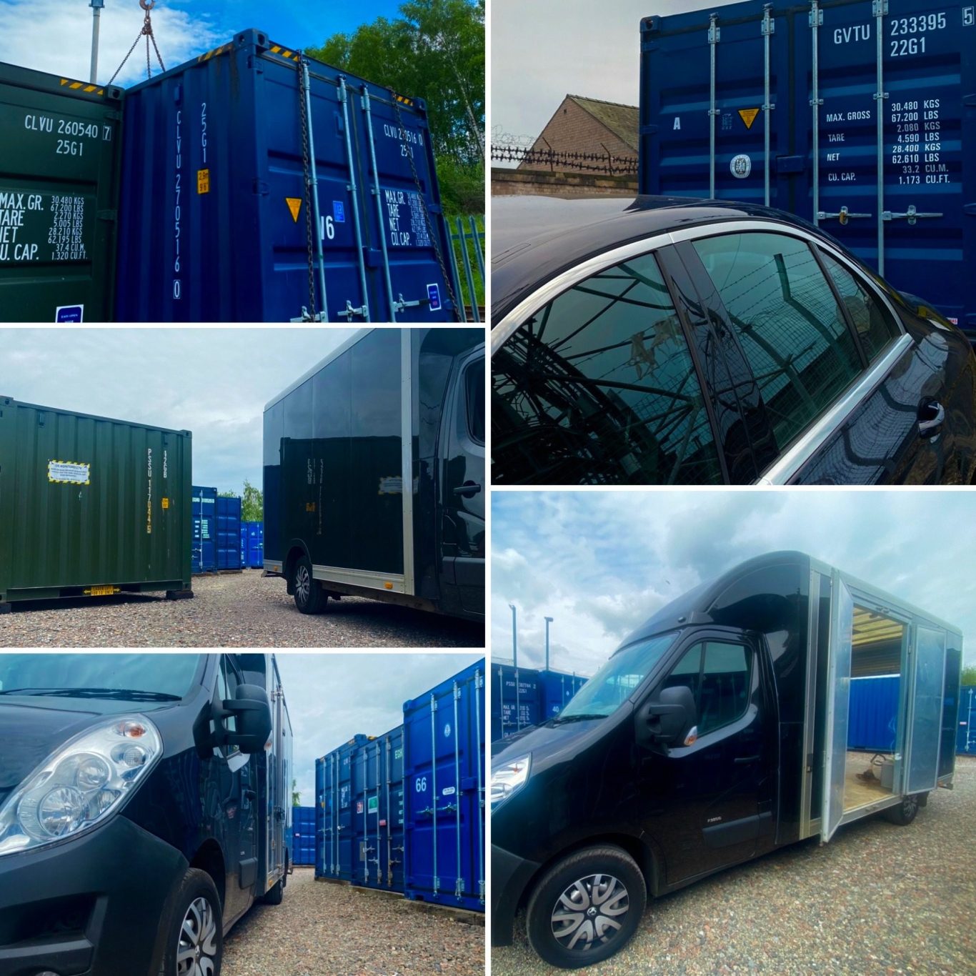 various removal vehicles on a storage depot