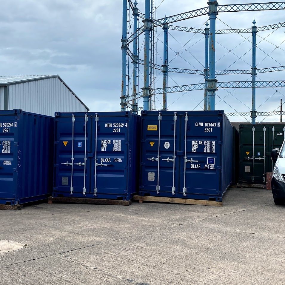 container storage units on a depot