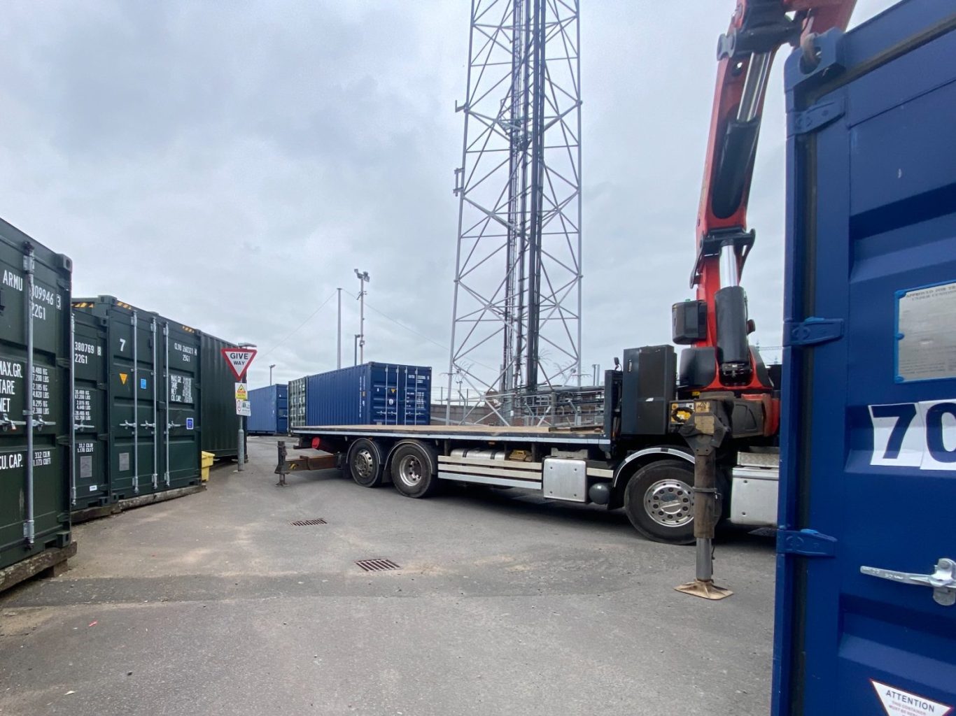shipping container delivered by HIAB