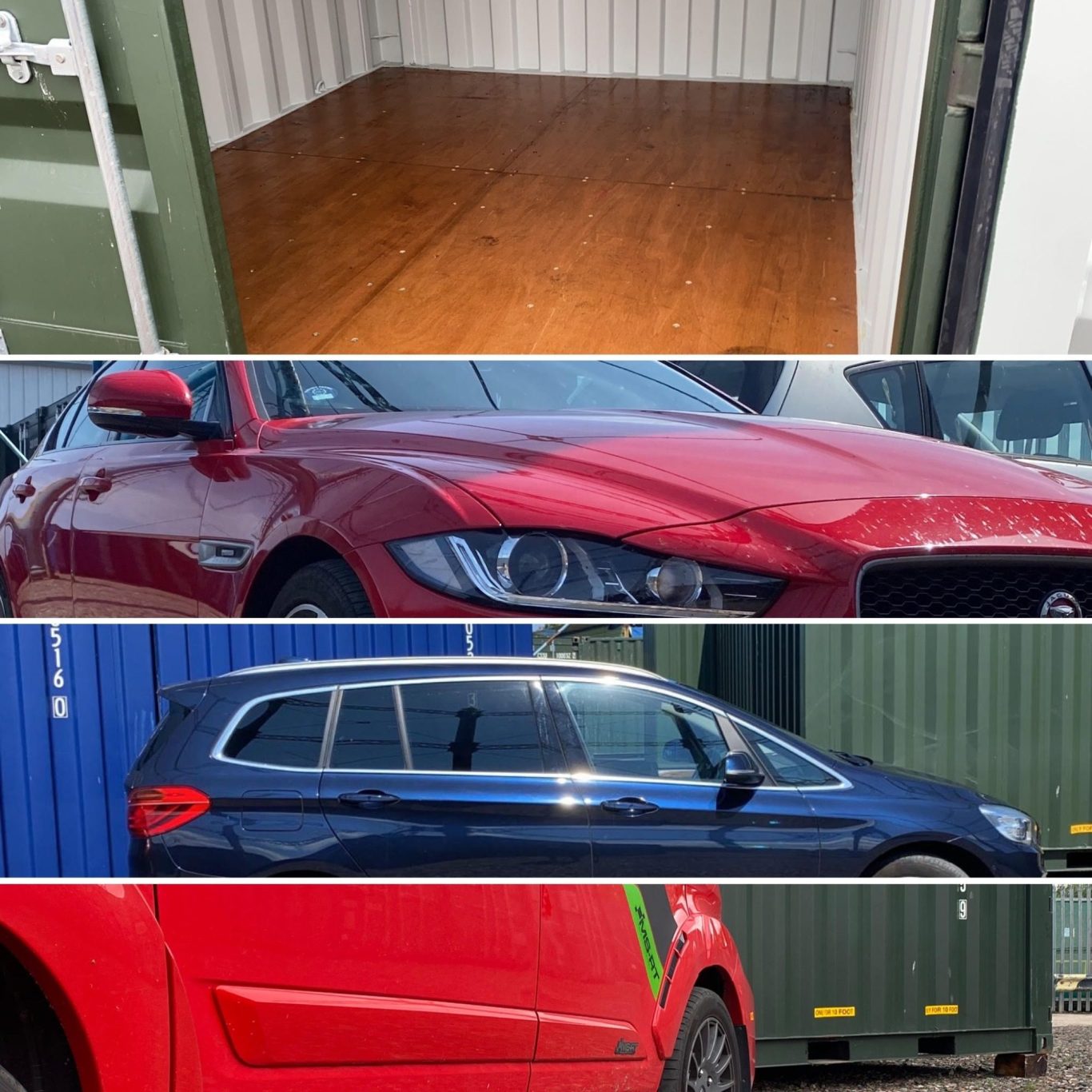 cars parked at a storage facility