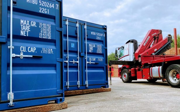 lorry delivering shipping container