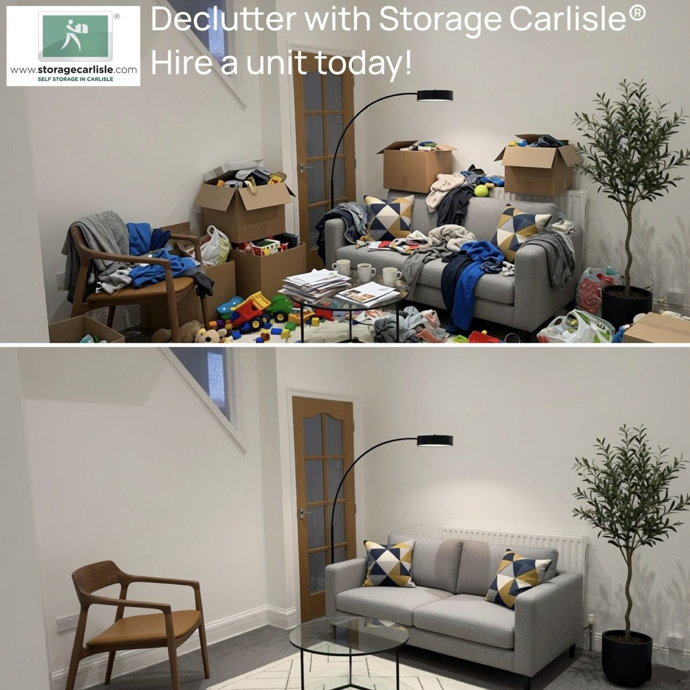 visualisation of a tidy home after a declutter has taken place.