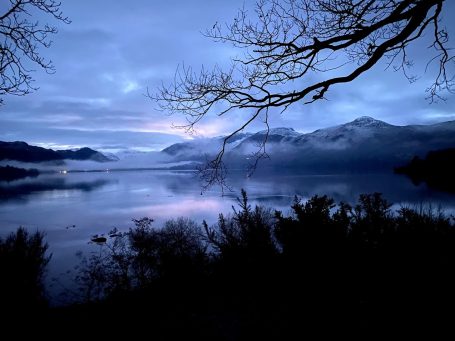 winter lake and mountain cumbrian scene