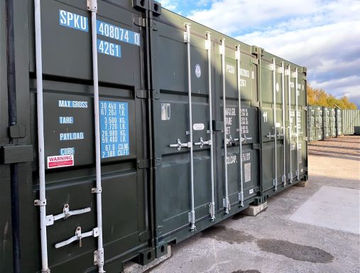 long row of storage units