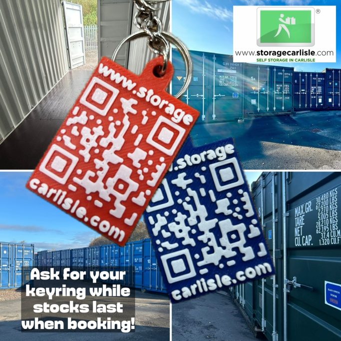 Keyrings with QR codes for storage bookings on colourful tags.
