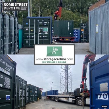 selection of storage containers and a lorry