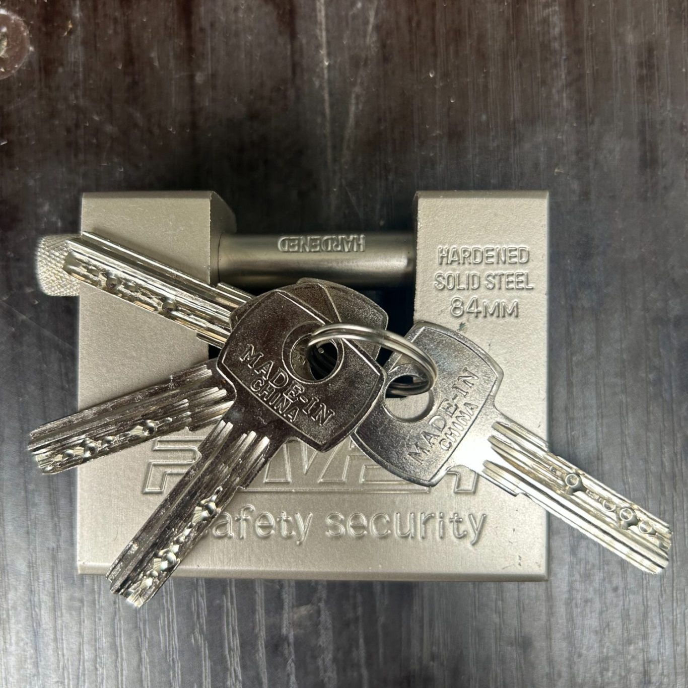 heavy duty shipping container with a set of keys on top of it.