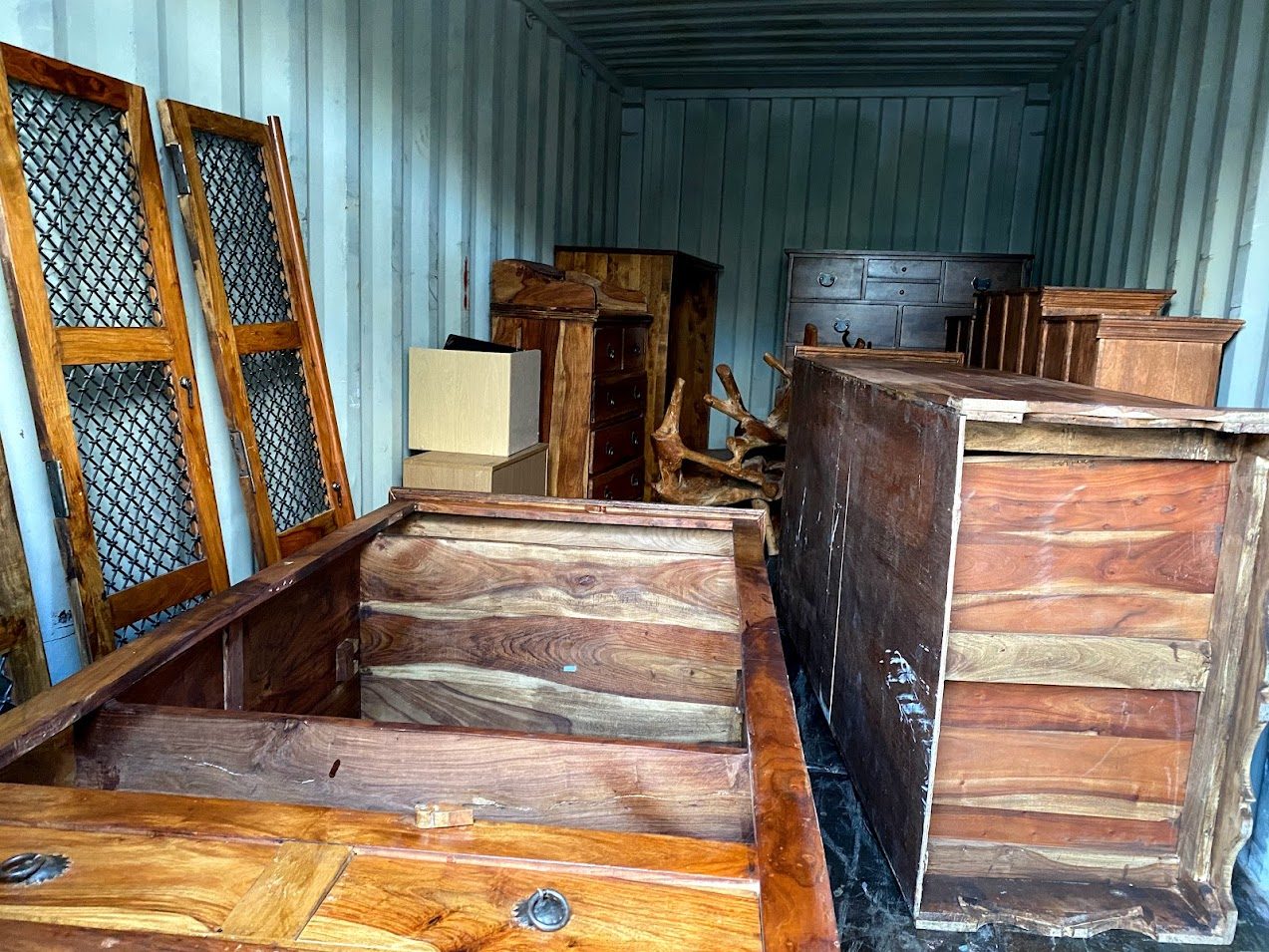 furniture in a shipping container