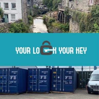 containers beside a cumbrian landscape