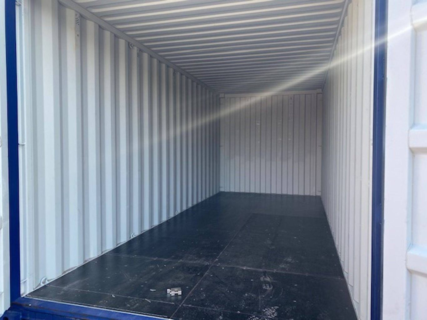 inside of an empty shipping container