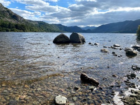 lakeview in cumbria with mountains in background