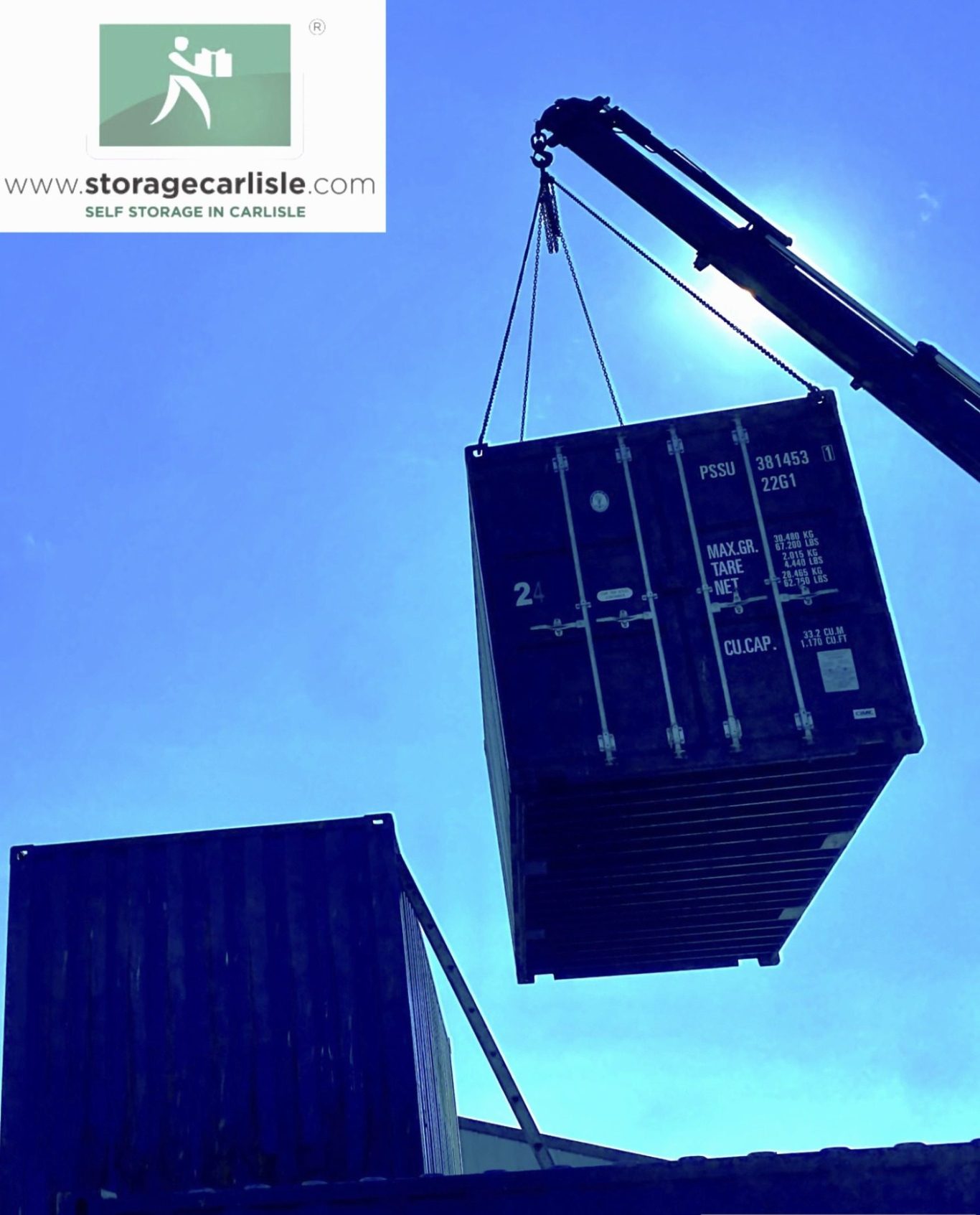 shipping container being sited