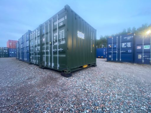 row of storage container units