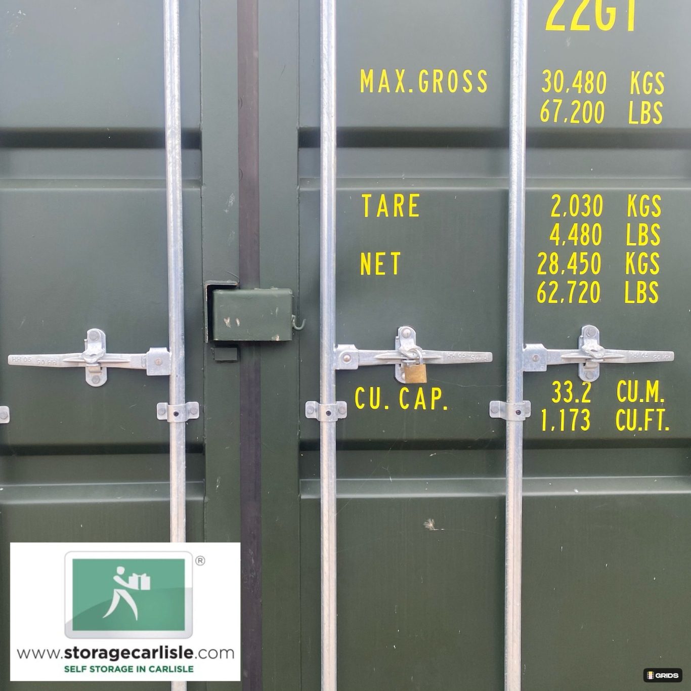 a green one trip shipping container for self storage