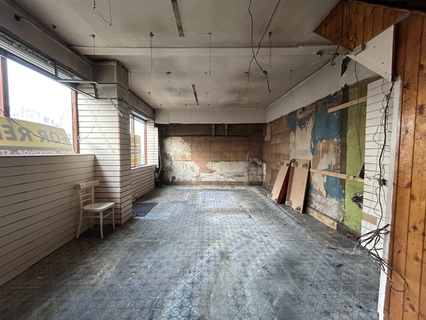 interior of a commercial shop undergoing refurbishment