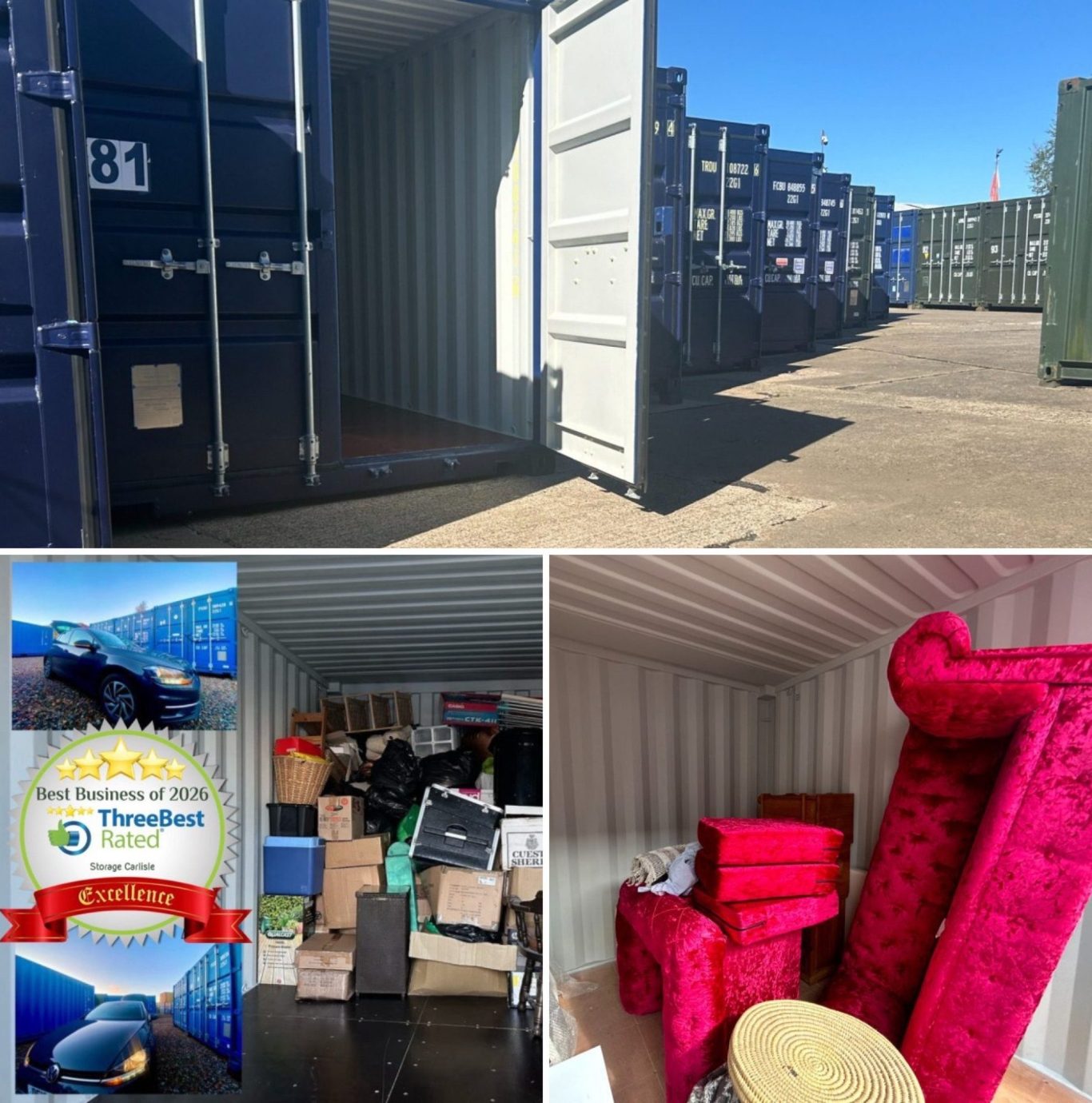 a montage of shipping containers