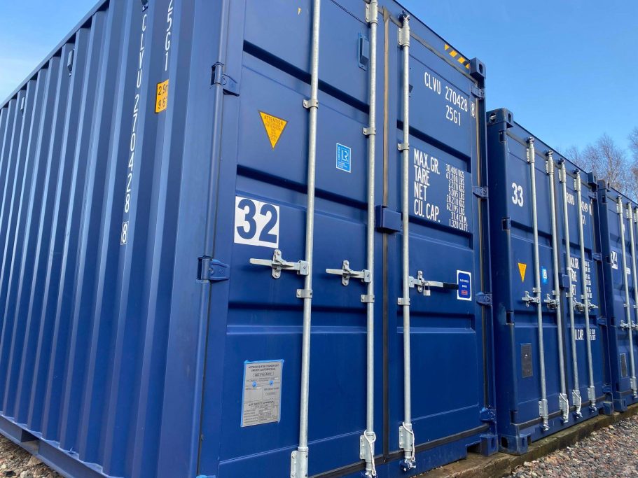 large blue ISO 20 foot shipping container