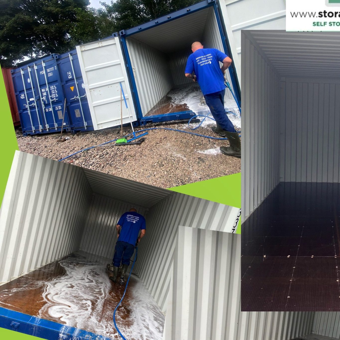 storage units being cleaned