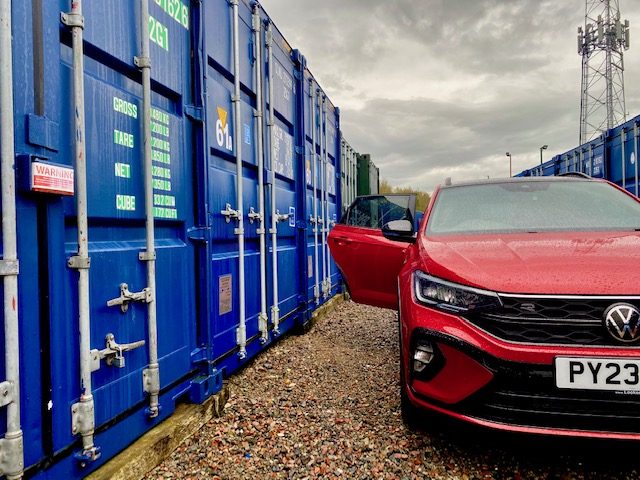 car unloading at a storage facility